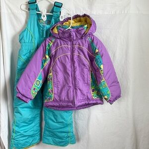 Vibrant Purple and Teal Kids Snowsuit Set